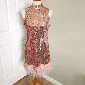 QUII size large flapper sequin dress rose gold